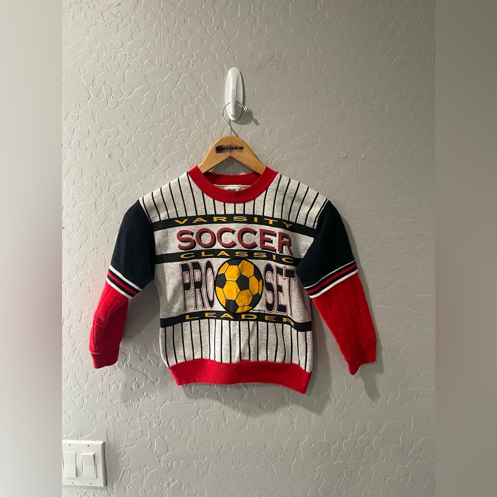 Vintage‎ Varsity Soccer Classic Pro Set Kids Sweatshirt Size 7